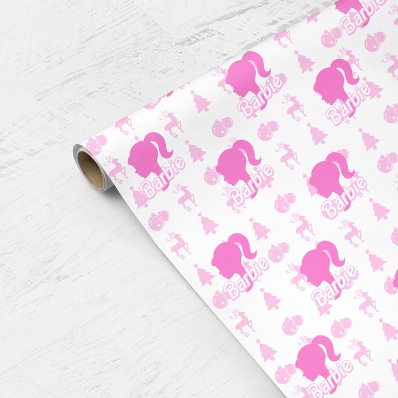 BARBIE CHRISTMAS Icons Gift Wrap Roll - 10ft - Picture 1 of 3